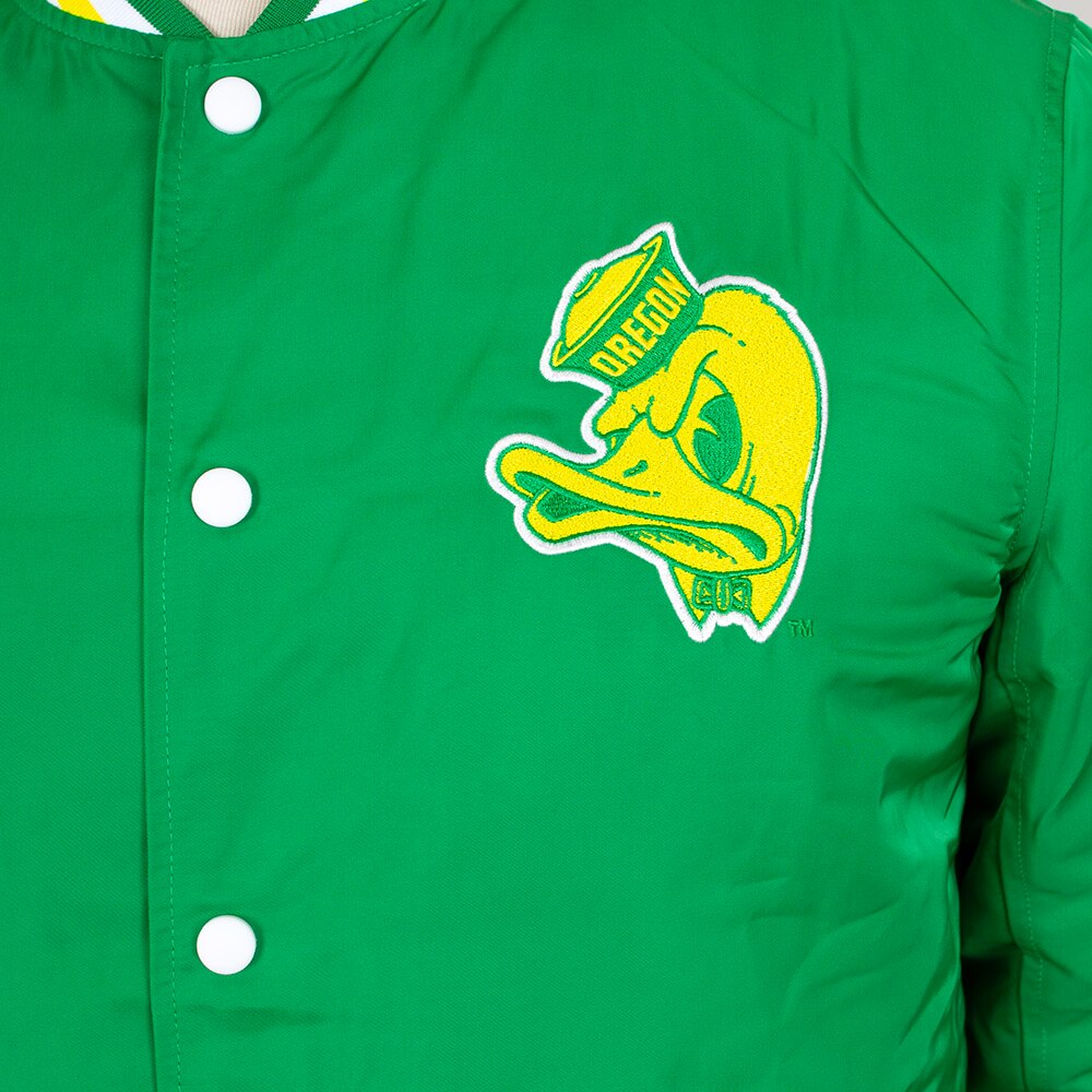 Arched Oregon, Green, Coat/Jacket, Polyester, Men, Unisex, Football, Homefield, Bomber style, Stripe cuff, 40's Duck Head, Snap Front, 923545